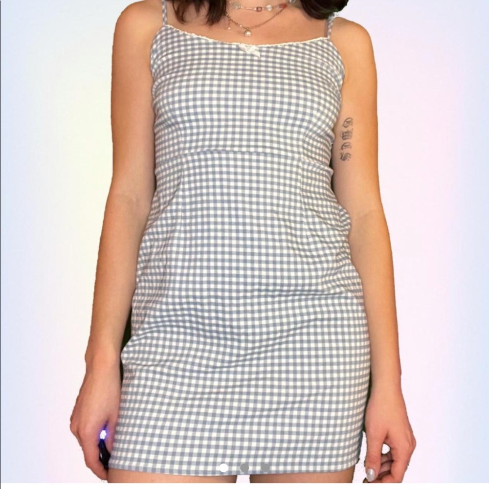 Gingham Mini Dress Baby Blue 💙